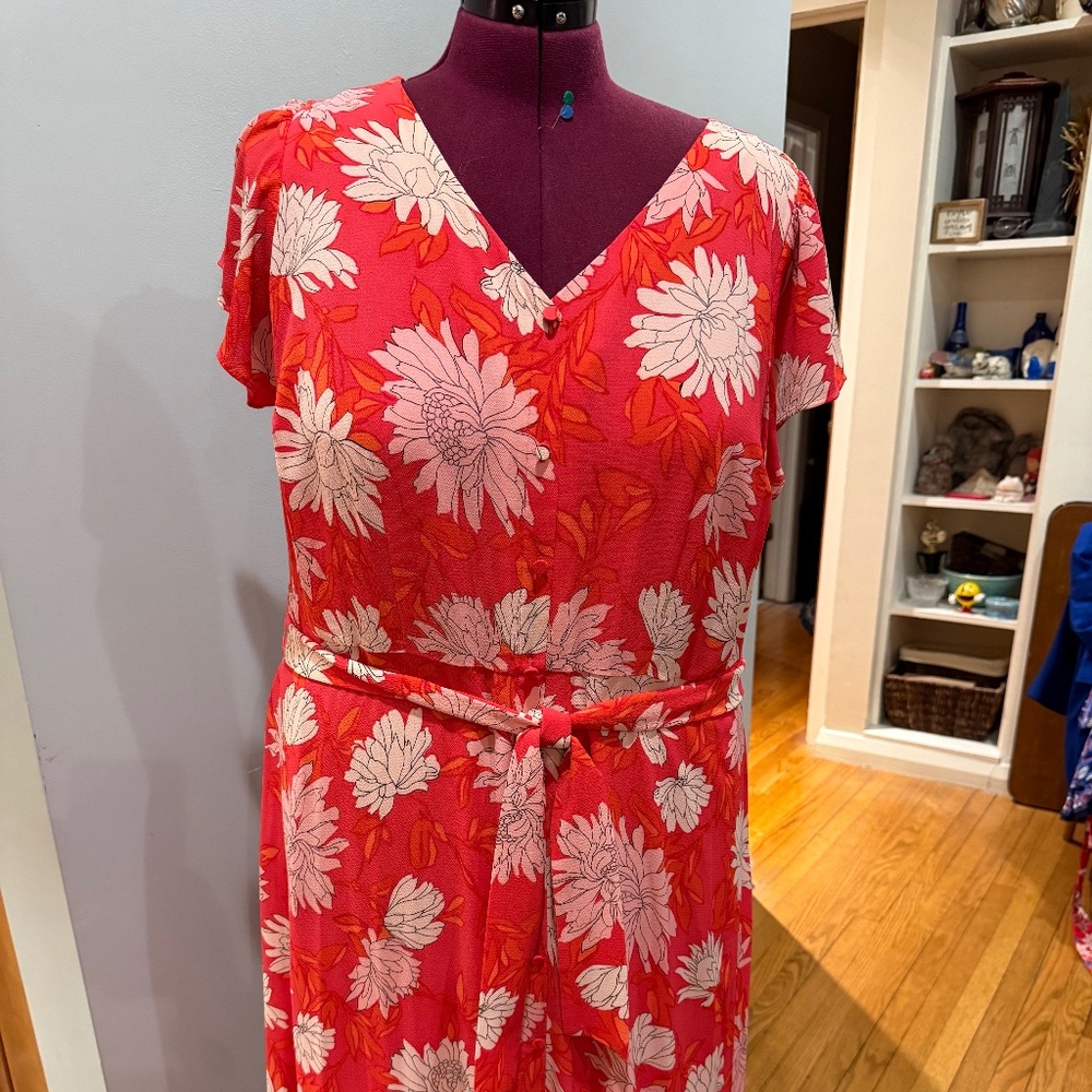 Pink floral summery dress